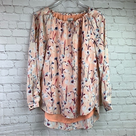 Haute Hippie Tops - HAUTE Hippie Tribe Peach Floral Cold Shoulder Blouse Small